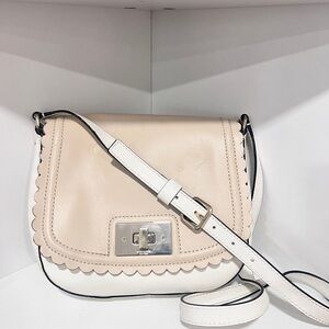 Kate Spade Scalloped Seth Two Tone Leather Crossbody Bag Purse Handbag